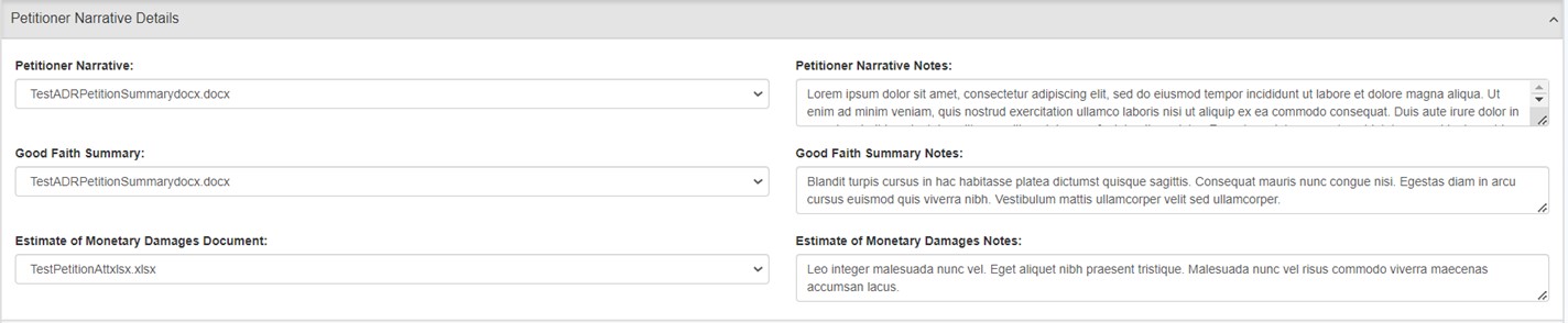 Petitioner Narrative Details Petitioner Narrative Details